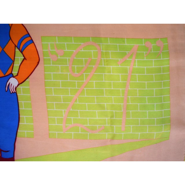 Mid 20th Century The "21" Club Lime & Peach Silk Scarf W/ Jockey Logo XXV For Sale - Image 5 of 6