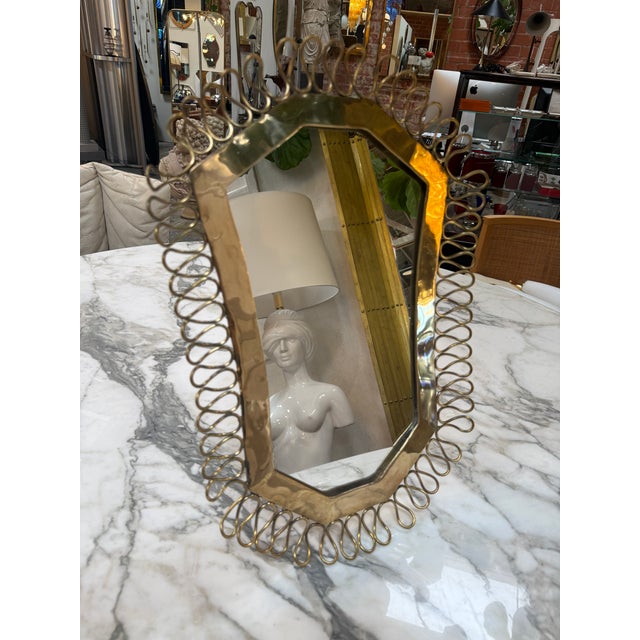 1950's Brass Table/Vanity Mirror With Looped Wire Frame For Sale - Image 4 of 8
