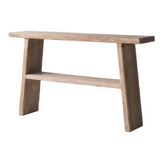 Matthew Izzo Home Vernacular Reclaimed Elm Wood "A" Frame Console For Sale