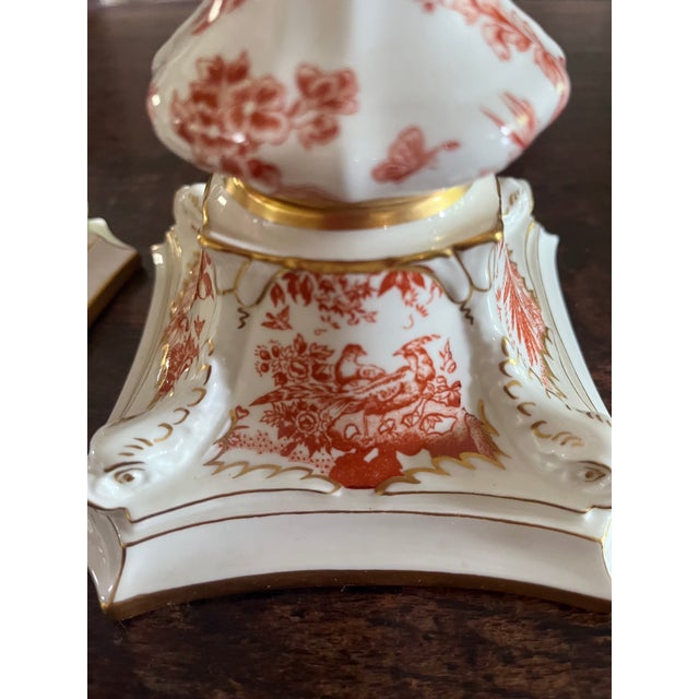1981 Royal Crown Derby "Red Aves" Fine Bone China Candlesticks - A Pair For Sale In Dallas - Image 6 of 18