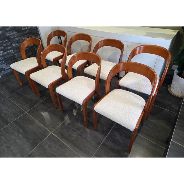 Set of eight vintage 1970s Baumann Gondole chairs. These chairs feature a clean, minimalist design, crafted entirely from...
