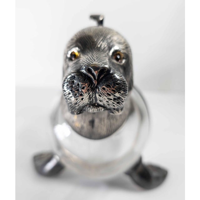 19th Century English Victorian Silverplate Walrus Seal Form Wine Decanter For Sale - Image 17 of 18