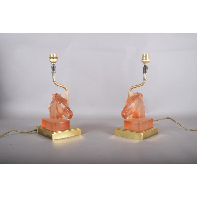 Satin Glass Horse Table Lamps by Le Dauphin, France, 1970s, Set of 2 For Sale - Image 18 of 18