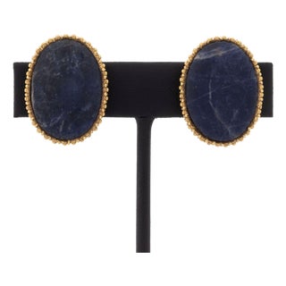 Lalaounis 18k Yellow Gold and Lapis Earrings For Sale
