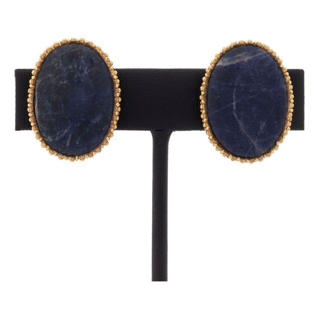 Lalaounis 18k Yellow Gold and Lapis Earrings For Sale