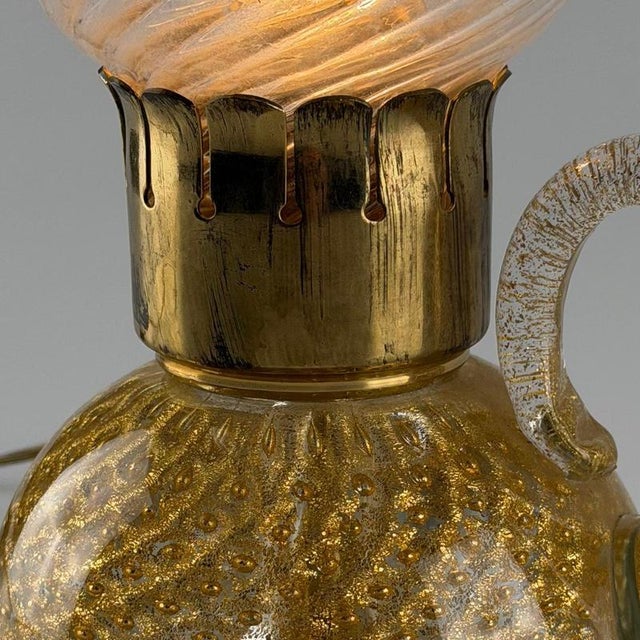 Art Deco Murano Gold Glass Table Lamp by Archimede Seguso, 1940s For Sale - Image 6 of 10