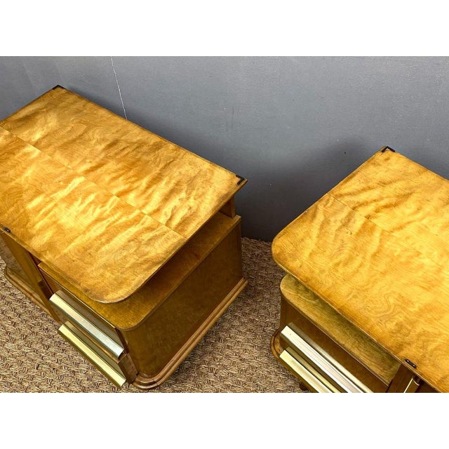 Art Deco German Maple Bedside Tables, 1930s, Set of 2 For Sale - Image 4 of 18
