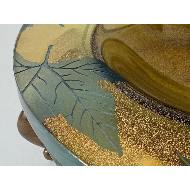 2000 - 2009 Large Art Glass Centerpiece Bowl with Brass Stand, 2000 For Sale - Image 5 of 18