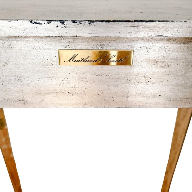 Late 20th Century Maitland-Smith Silver Leaf & Gilt Neoclassical Demilune Console Table For Sale - Image 17 of 18