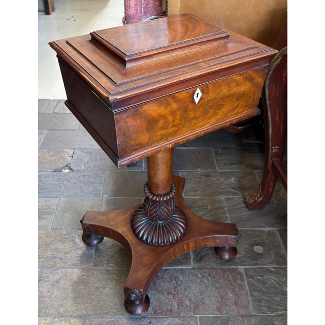 Antique Regency Mahogany Tea Caddy on Stand For Sale - Image 9 of 9