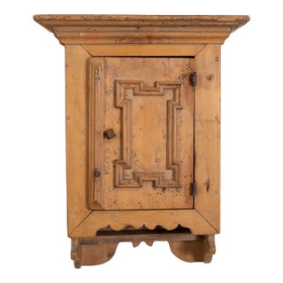 Early 20th Century Hand Carved & Painted Rajasthani Wooden Wall Cabinet For Sale