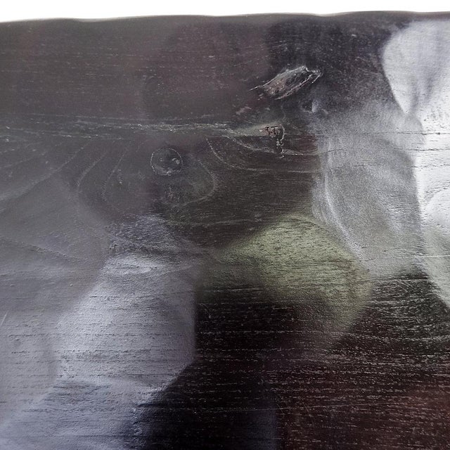 Large Coffee Table in Black Hammered Wood For Sale - Image 10 of 12