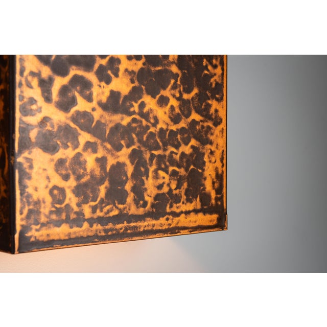Square Textured Brass Wall Lamps, 1970s, Set of 2 For Sale - Image 11 of 12