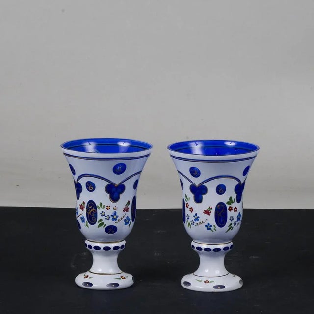 2000 - 2009 Bohemian Hand-Decorated Crystal Glasses, Set of 2 For Sale - Image 5 of 9