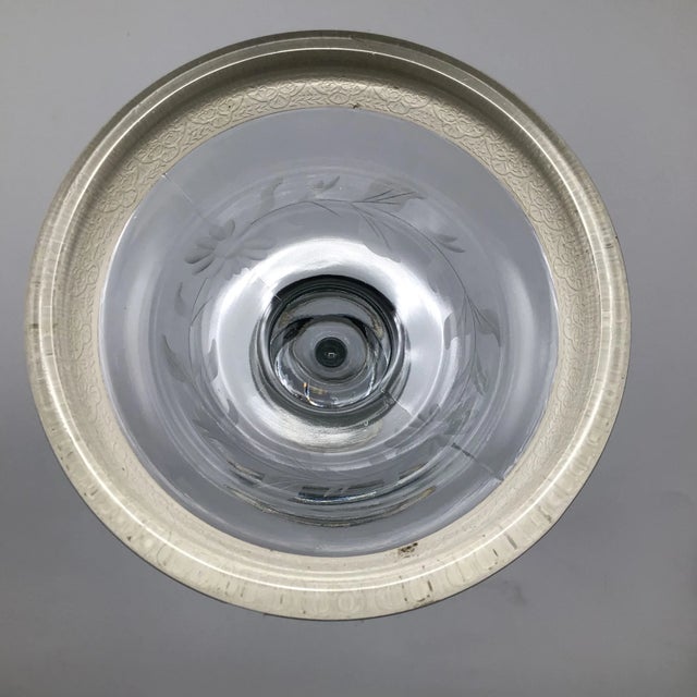 Metal 1930's Crystal Candles Holders With Silver Bands - A Pair For Sale - Image 7 of 13