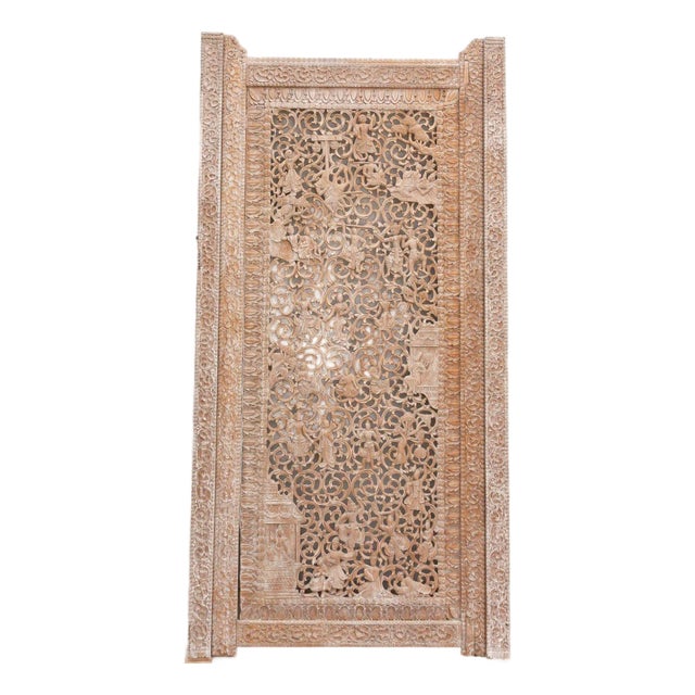 Mandalay Screen Antique Double Sided Pierced Carving Panel For Sale