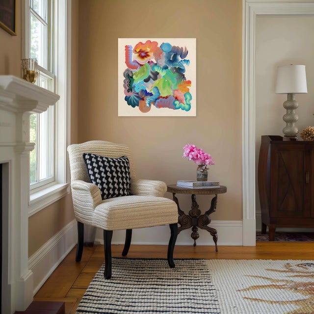 Textile New Somethings - Colorful Expressive Contemporary Abstract Painting on Canvas Original Artwork by Shiri Phillips For Sale - Image 7 of 9