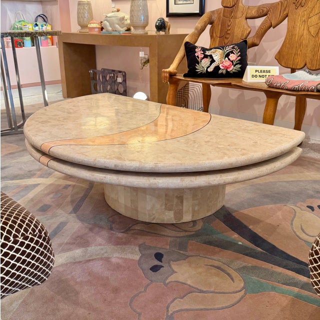 Mid-Century Modern Vintage Tessellated Travertine Swivel Coffee Table by Casa Bique For Sale - Image 3 of 14