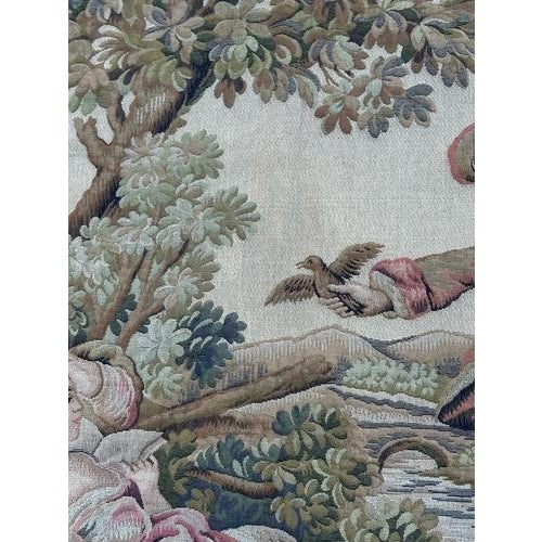 Mid-Century Jacquard Halluin Birds Offering Tapestry in the style of François Boucher, France, 1960s For Sale - Image 9 of 18