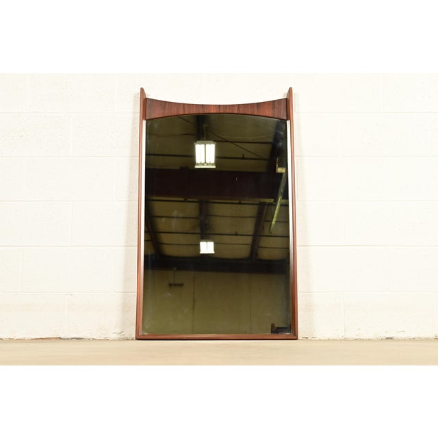 Kent Coffey Kent Coffey Perspecta Mid-Century Modern Sculpted Walnut and Rosewood Framed Wall Mirror, 1960s For Sale - Image 4 of 12