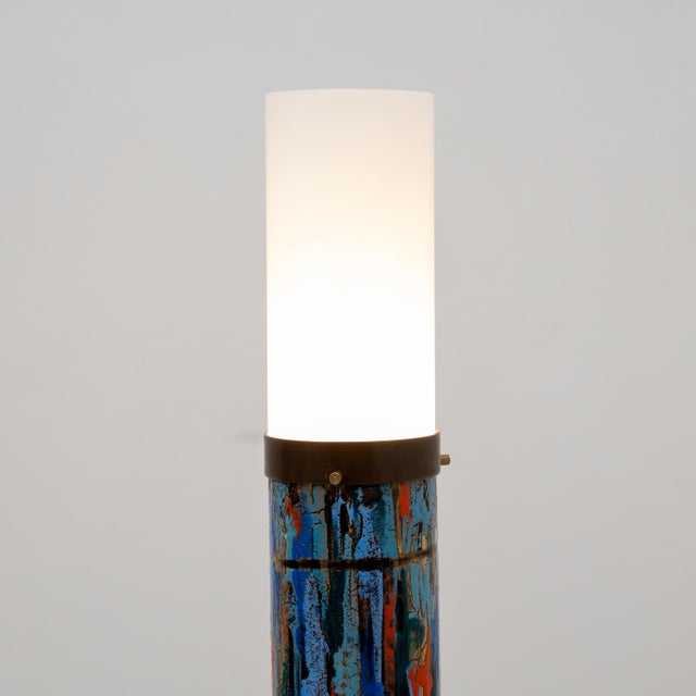 Esperia Italian Enamelled Brass and Acrylic Glass Floor Lamp by Angelo Brotto for Esperia, 1960s For Sale - Image 4 of 9