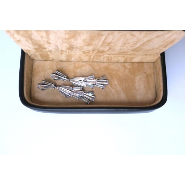 Metal Diamond-Esque Crystal Dangle Earrings Art Deco Style, Pair For Sale - Image 7 of 10