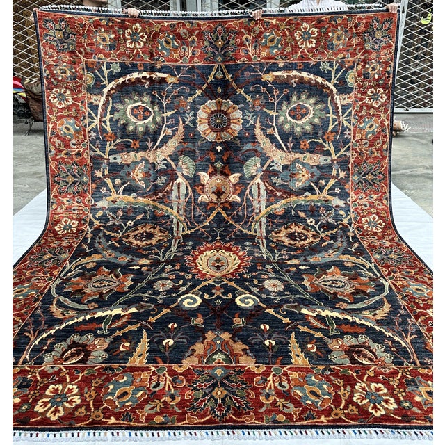 2000 - 2009 Navy Sultani Area Hand-Knotted Wool Rug - 10'0" X 8'1" For Sale - Image 5 of 15
