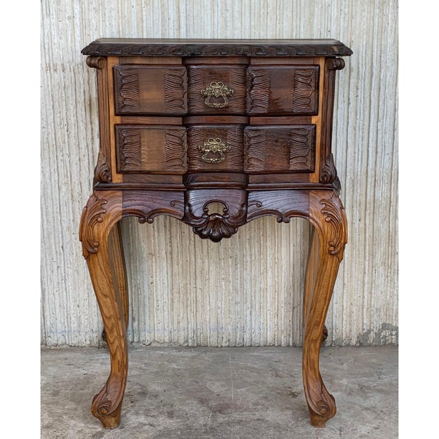 Late 19th Century Bedsides Tables with Carved Drawers and Cabriole Legs, France, A Pair For Sale - Image 17 of 18