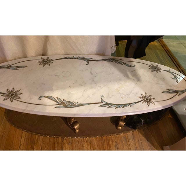1960s Italian Hand Etched Marble Coffee Table For Sale - Image 11 of 12