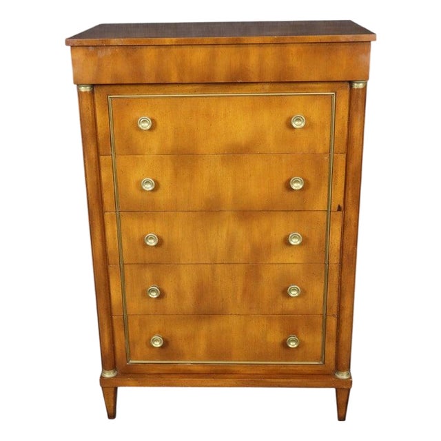 1960's French Empire Style 6 Drawer High Chest For Sale