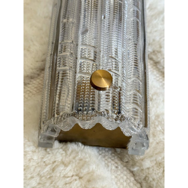 Vintage Crystal and Brass Wall Sconce by Carl Fagerlund for Orrefors & Lyfa, 1960s For Sale - Image 3 of 7
