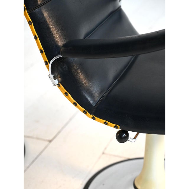 Swivel Armchairs in Skai and Steel, 1970s, Set of 2 For Sale - Image 11 of 14