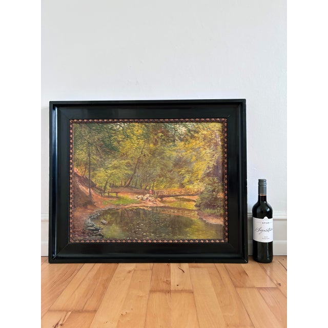 Vintage Original Oil Painting Forest Landscape For Sale - Image 12 of 14