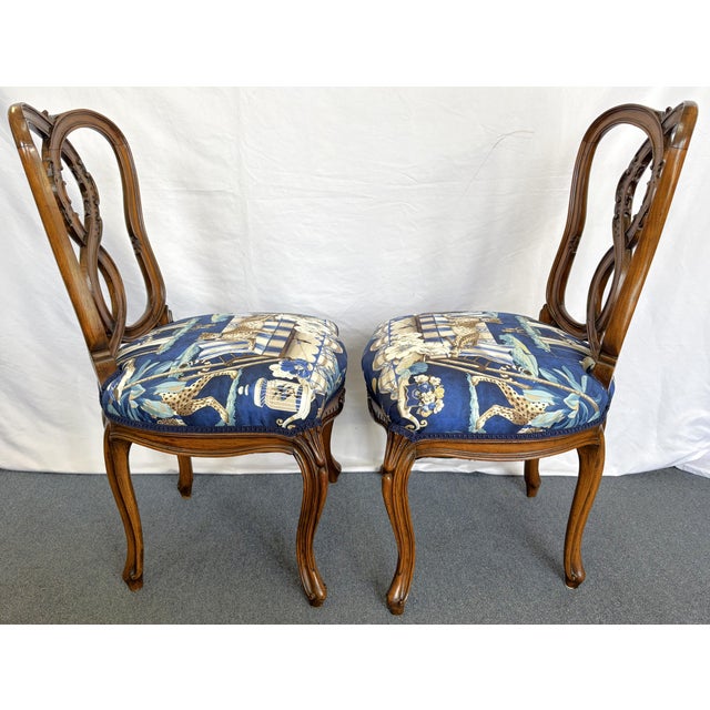 Vintage Pretzel Back Wood Chairs With New Statement Upholstery- A Pair For Sale In West Palm - Image 6 of 18