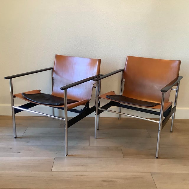 Pair of Vintage Charles Pollock 657 Armchairs for Knoll – Original Leather & Chrome For Sale - Image 12 of 12