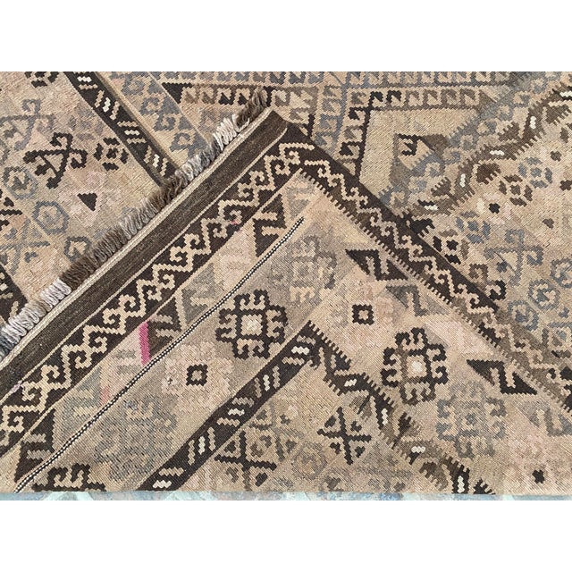 Afghan Maliki Kilim Area Rug, Handwoven Wool, 8x10, Camel & Brown For Sale - Image 11 of 11