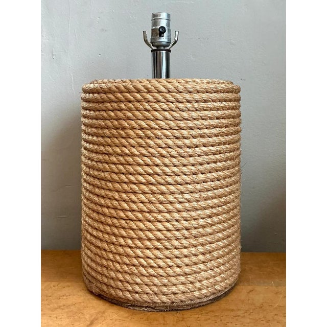 Vintage Rustic Rope Wrapped Lamp For Sale - Image 4 of 12