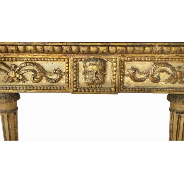 Neoclassical Italian Neoclassical Gilt Console Table With Marble Top, 18th Century For Sale - Image 3 of 12