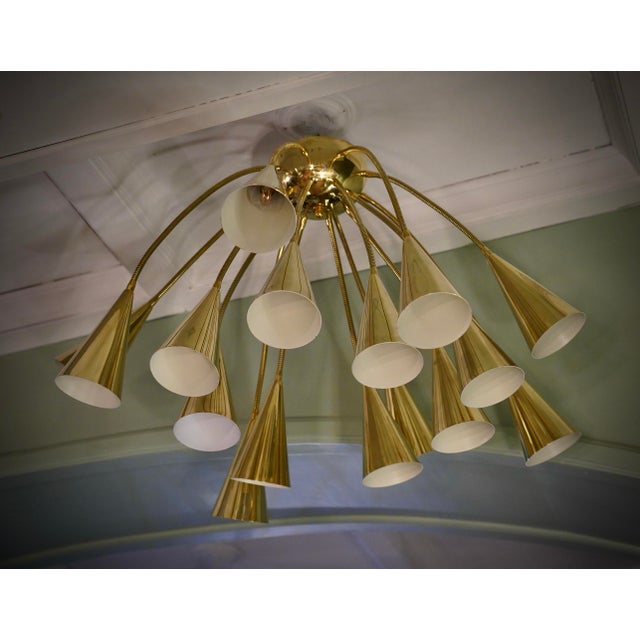 Metal Sputnik Semi Spherical Brass Chandelier and Pendant, 1990s For Sale - Image 7 of 10