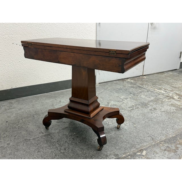 Wood Victorian Regency Style Lift-Top Game Table For Sale - Image 7 of 12