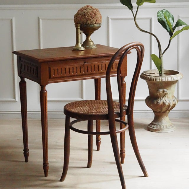 Louis XVI Style Side Table with Mirror and Compartments in Oak, 1900 For Sale - Image 3 of 18