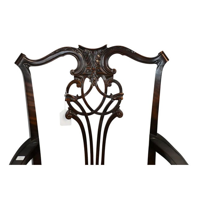 Chippendale Pair of English Mahogany Chippendale Armchairs Circa 1850 For Sale - Image 3 of 5