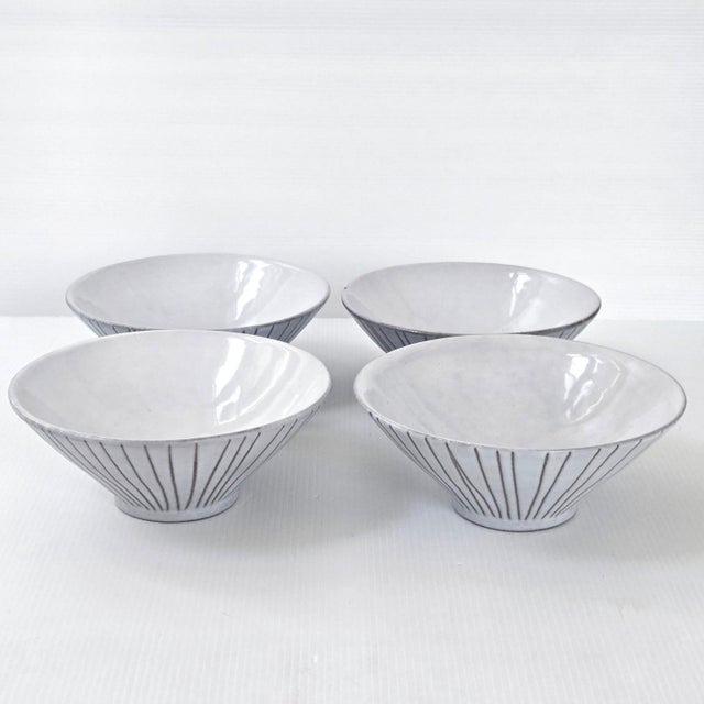 Vintage Ceramic Bowls by Jacques Innocenti Rivier, 1950, Set of 4 For Sale - Image 10 of 12
