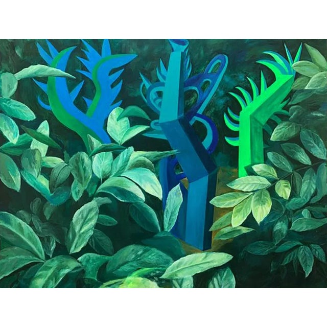 1990s Large z.m. Dawgiello Buildings in the Big Jungle 56 X 70 In. For Sale - Image 5 of 5