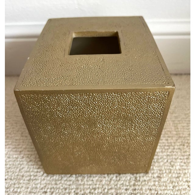 Faux Shagreen Gold Tissue Box Cover For Sale - Image 4 of 7