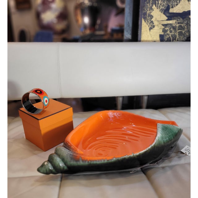Magnificent fountain or tray in the shape of a marine snail made in ceramics in the famous Potero Center of Vallauris,...