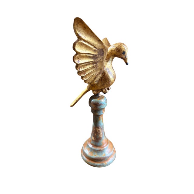 1980s European Carved Wood Bird Sculpture on Finial 10.25" H For Sale - Image 5 of 7