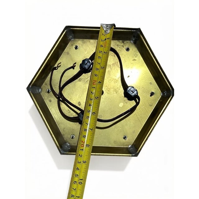 Late 20th Century Vintage Octagonal Brass Beveled Glass Ceiling Light Flush Mount For Sale - Image 5 of 6