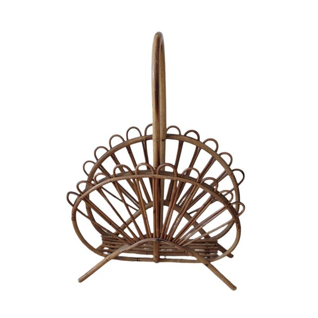 Wood Bamboo Magazine Holder attributed to Franco Albini, 1960s For Sale - Image 7 of 7