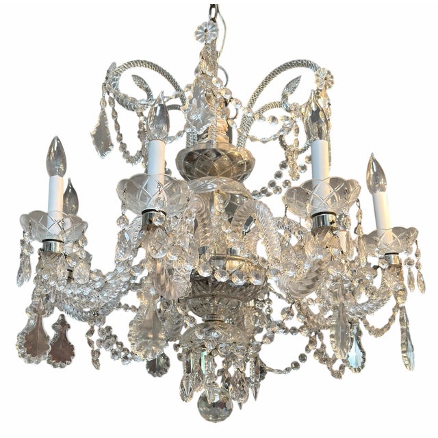 Italian 1950’s Venetian Crystal 8 Lite Chandelier For Sale - Image 3 of 5